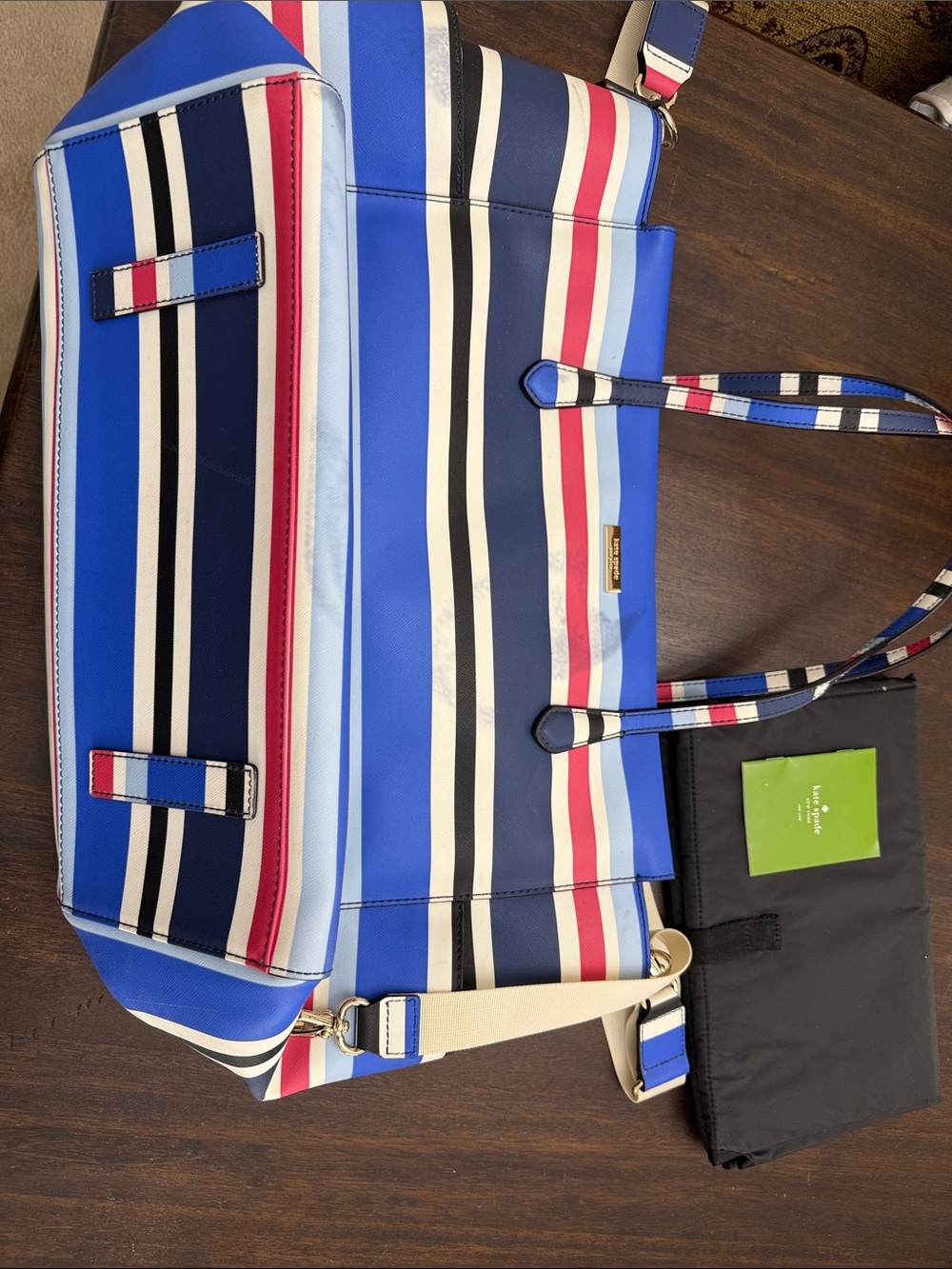 Kate Spade Blue, Navy, White & Red Striped Tote Bag